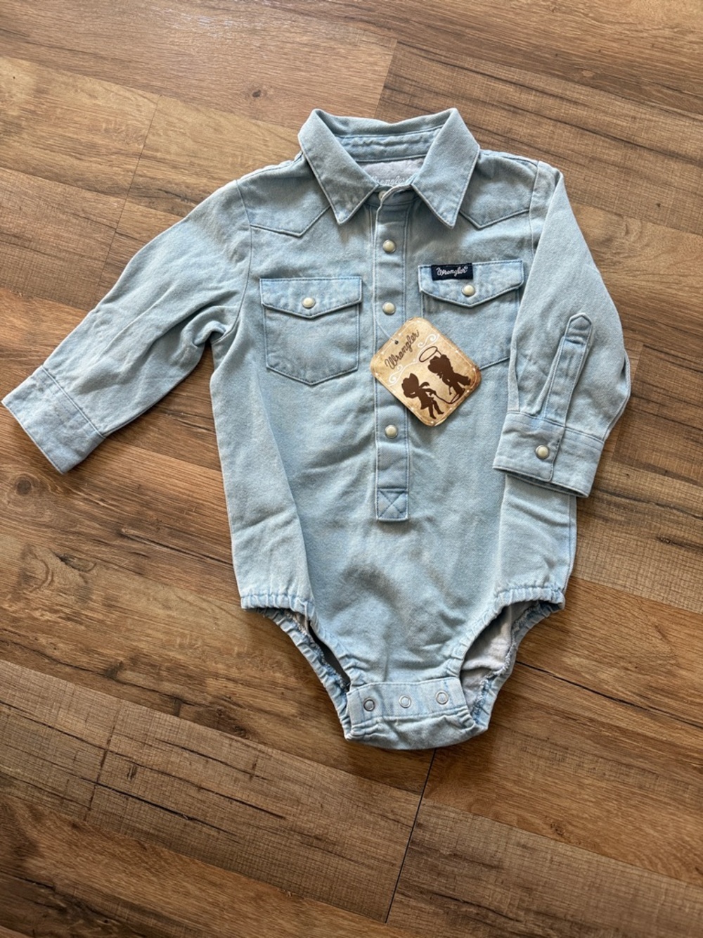 Wrangler Light Blue Denim Baby Romper